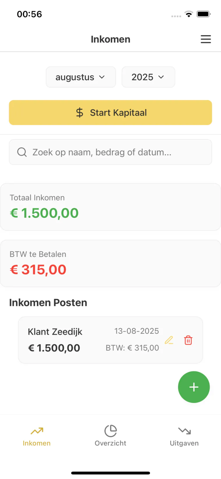 Adminu Financieel app screen 2