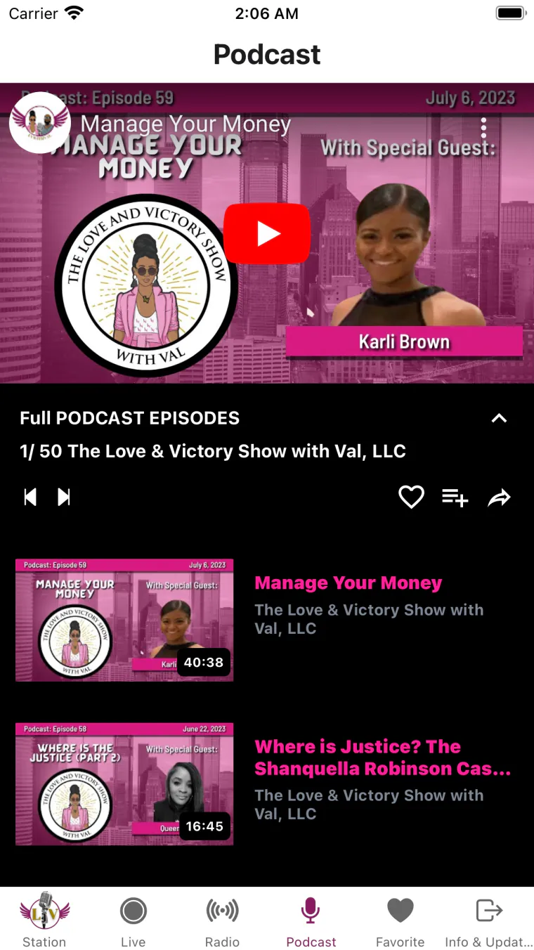Love & Victory app screen 1