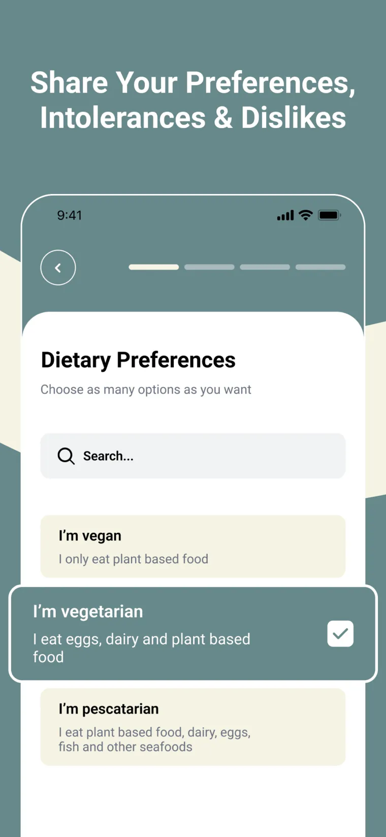 Safe Appetite app screen 1