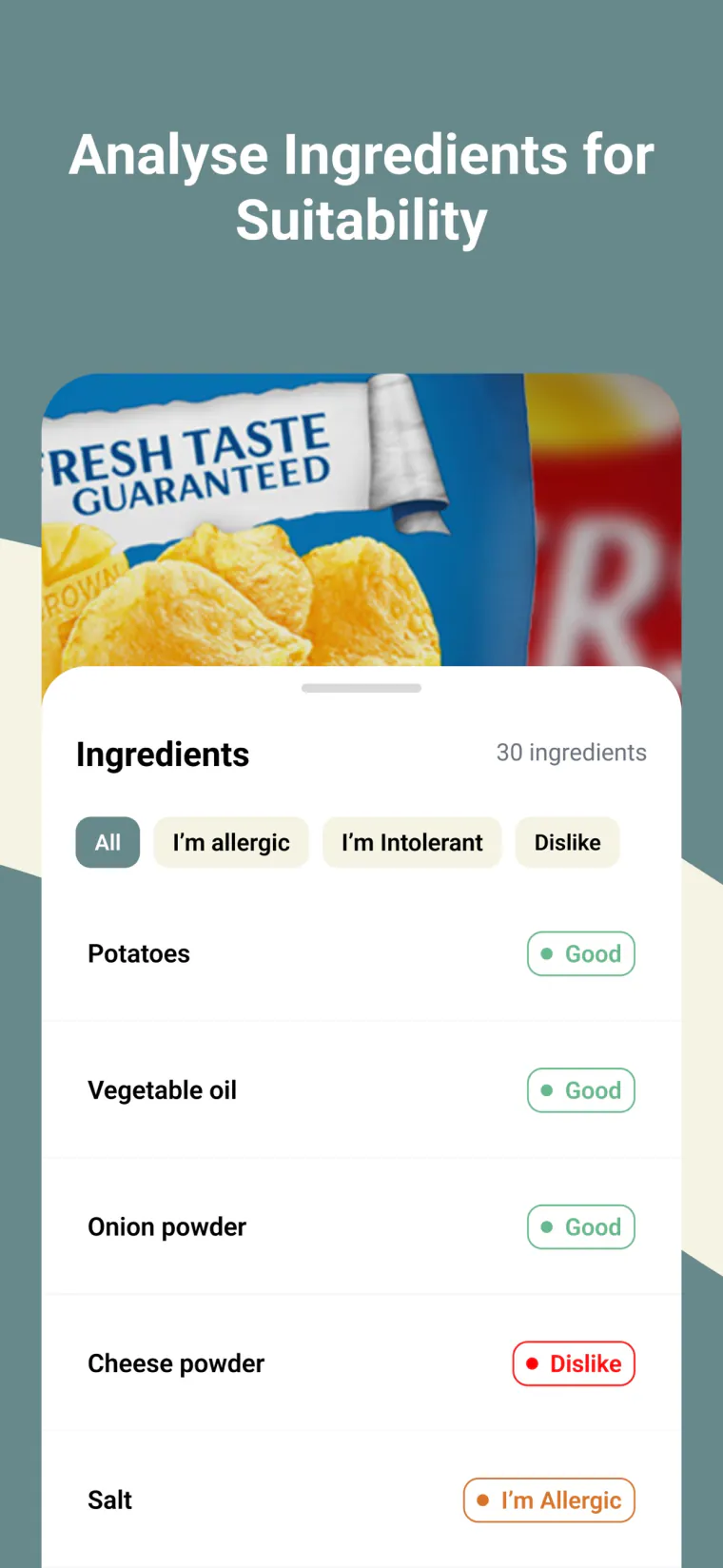 Safe Appetite app screen 3